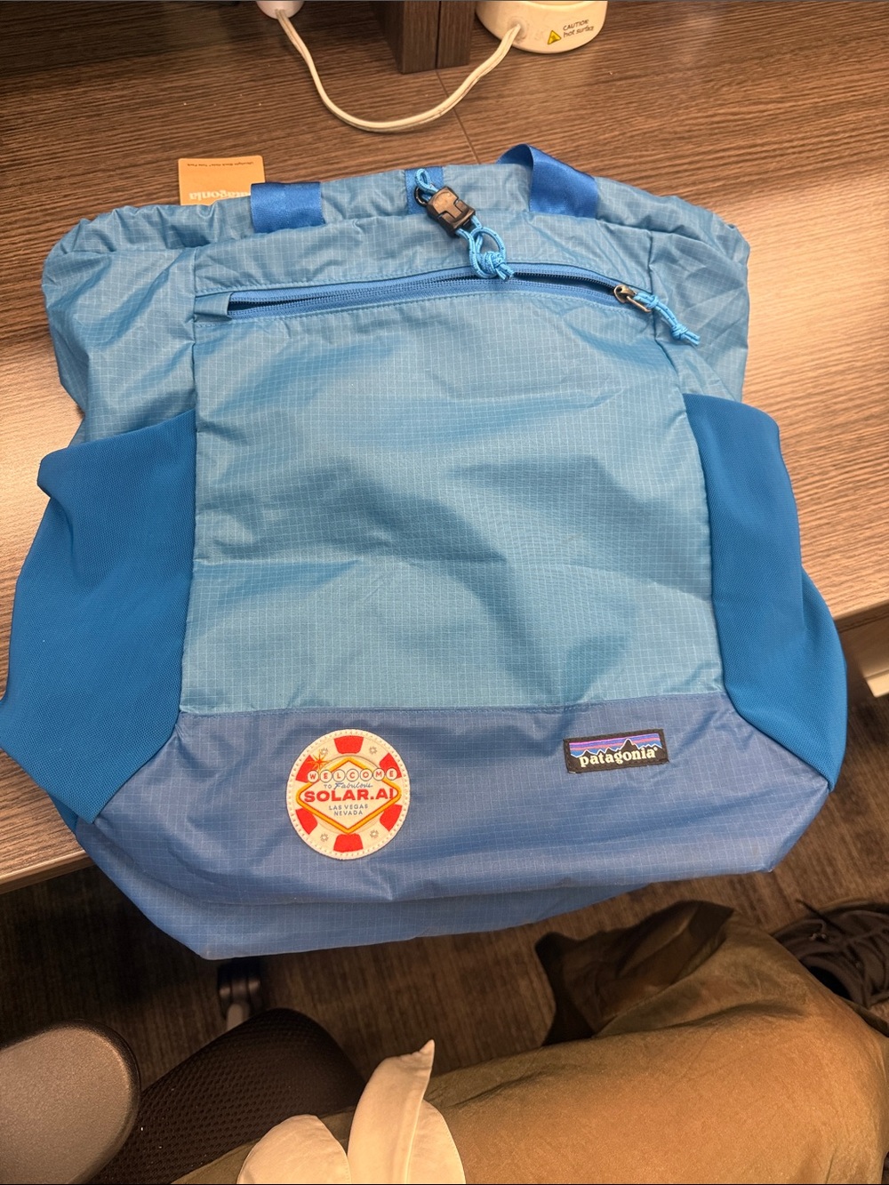 Patagonia Light Blue Two-Tone Roll-Top Backpack